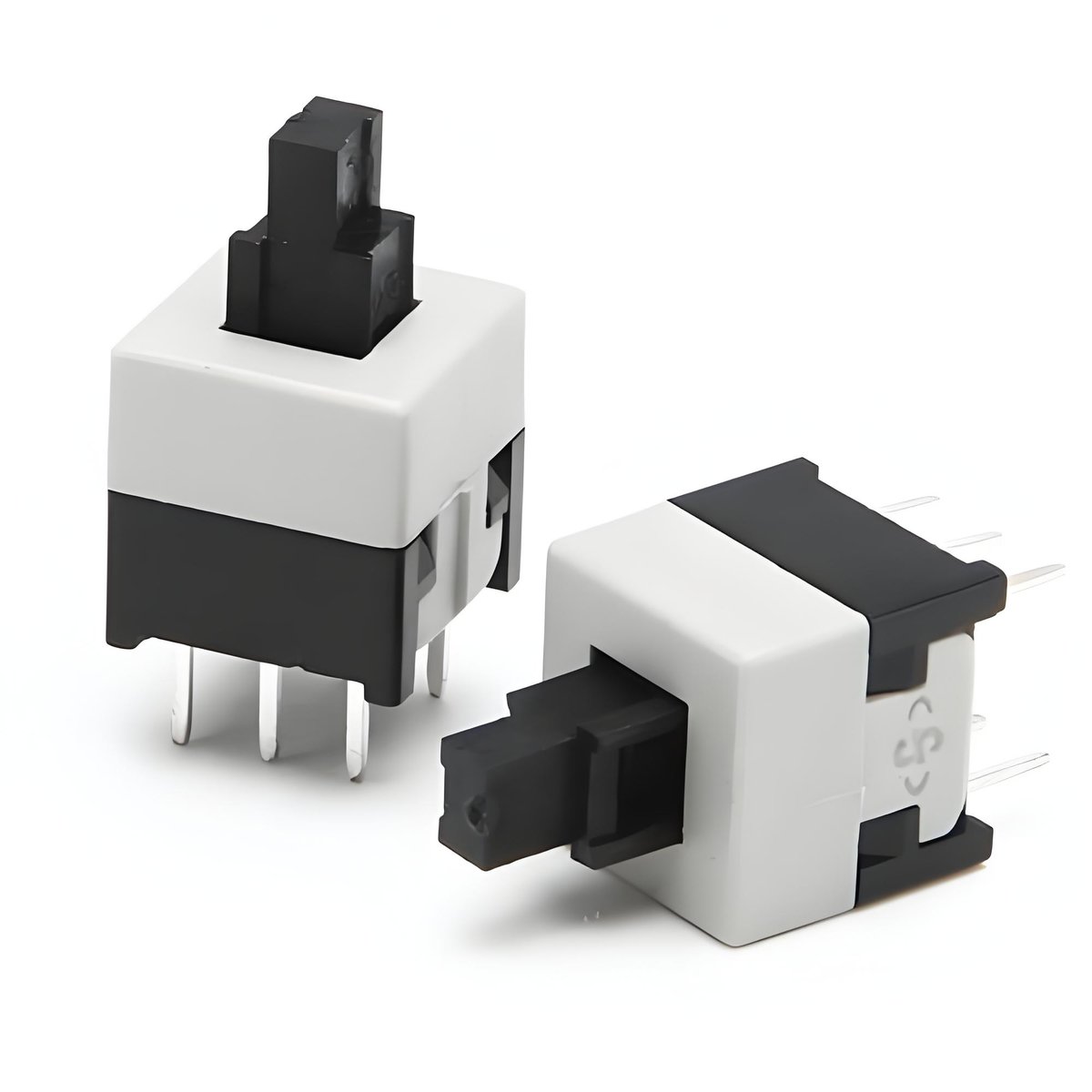 Industrial panel and guitar pedal applications for latching and momentary switches