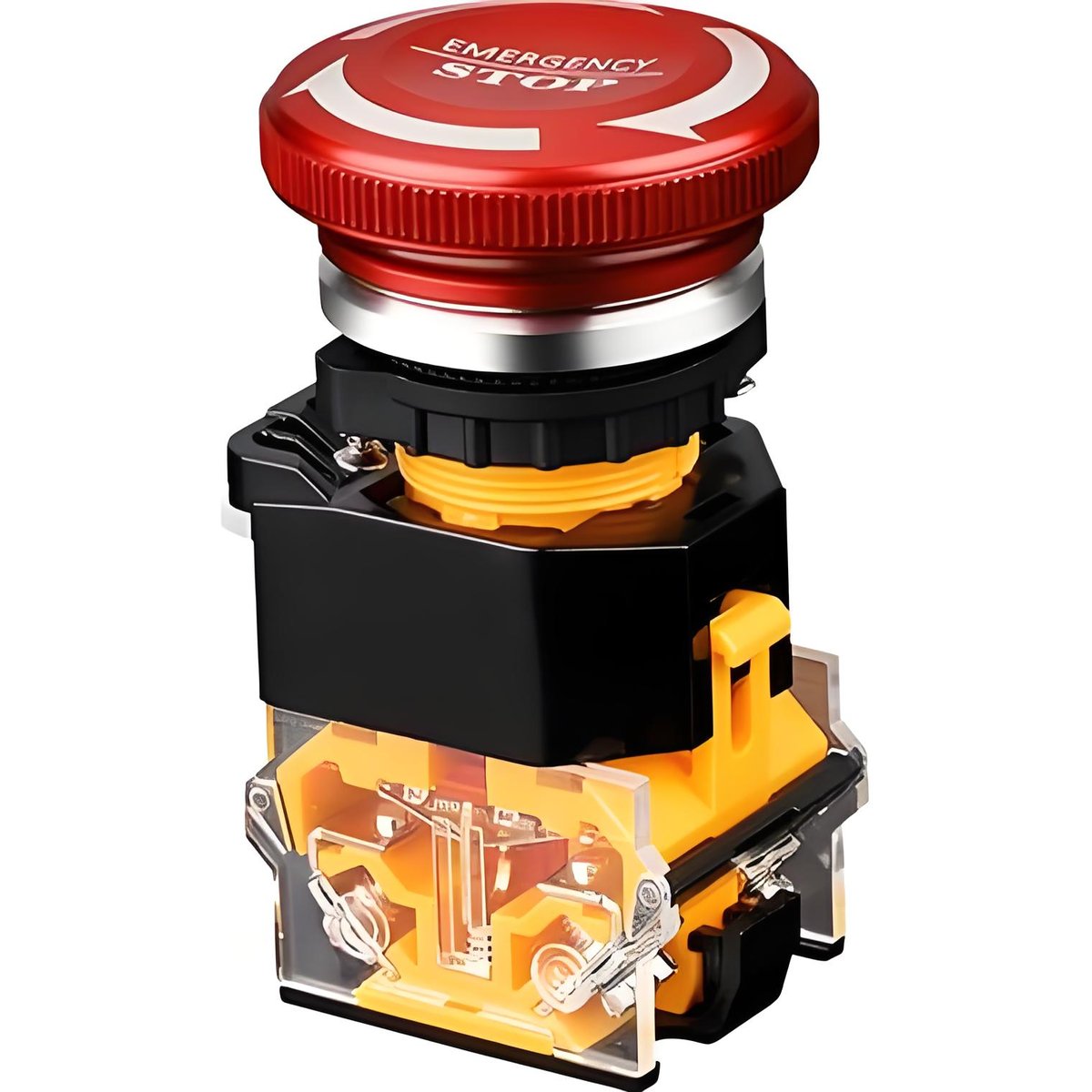 NC contact series wiring diagram for multiple emergency stop buttons
