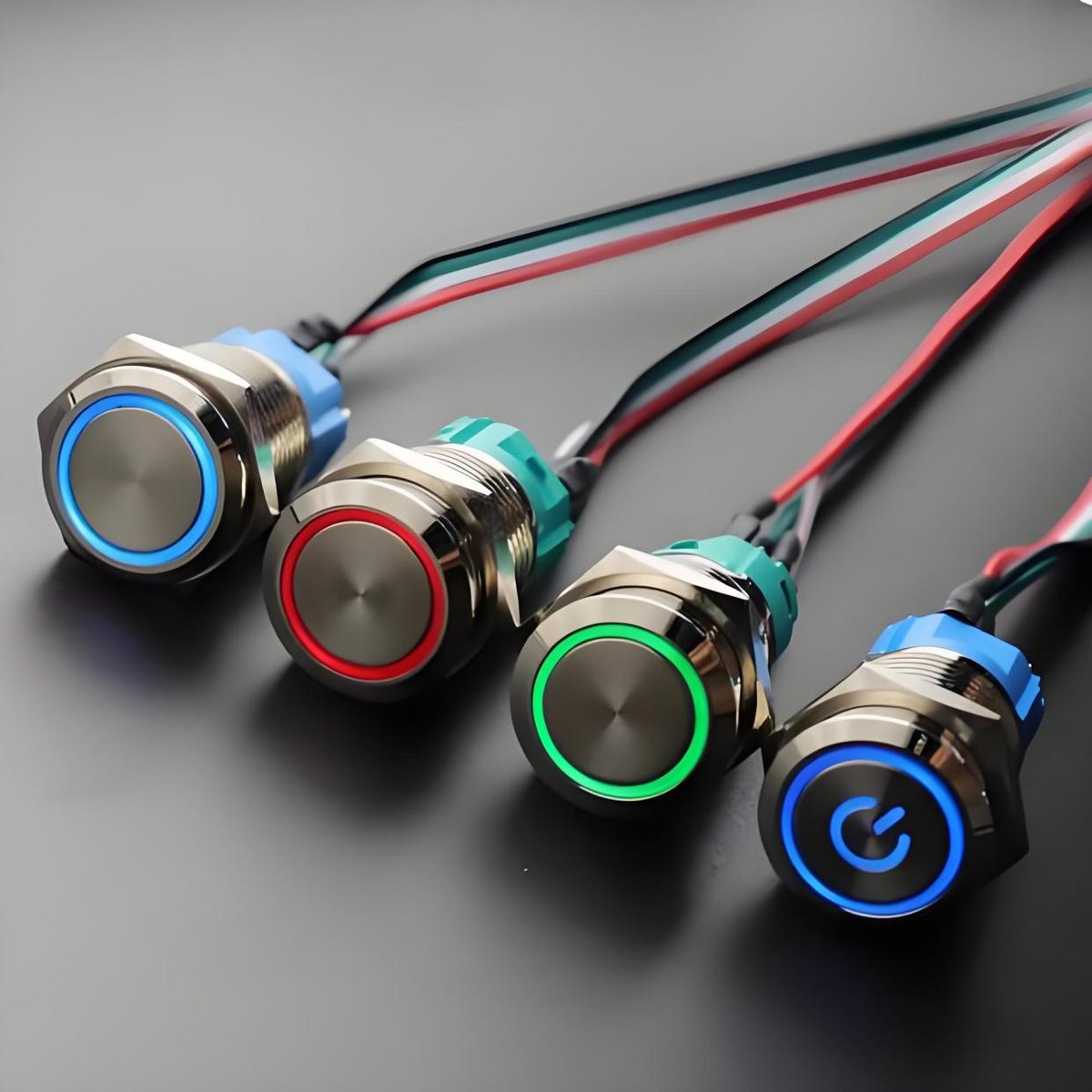 Custom switch samples compared with standard catalog models on a workbench