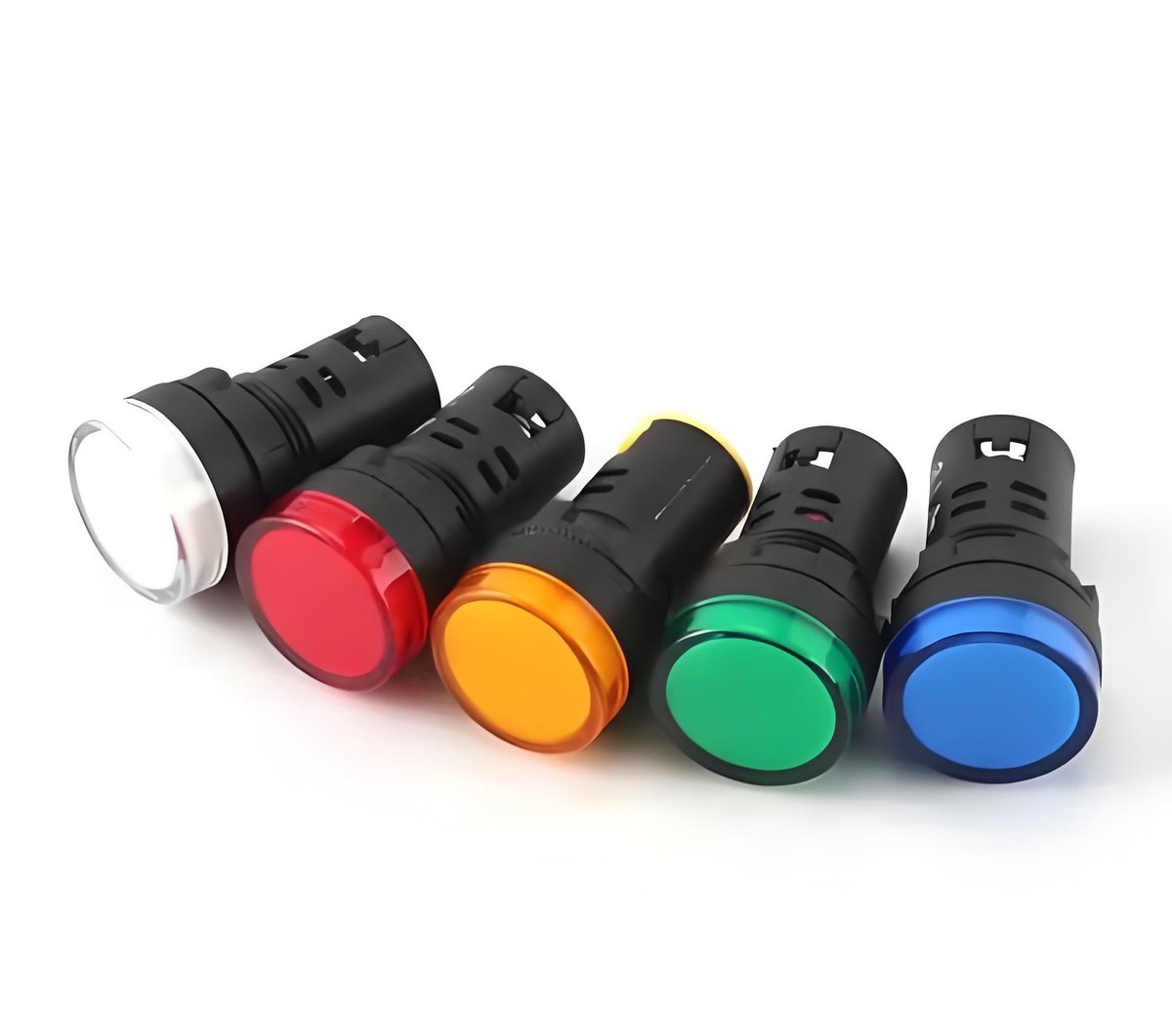 Industrial control panel with multicolored LED indicator lights