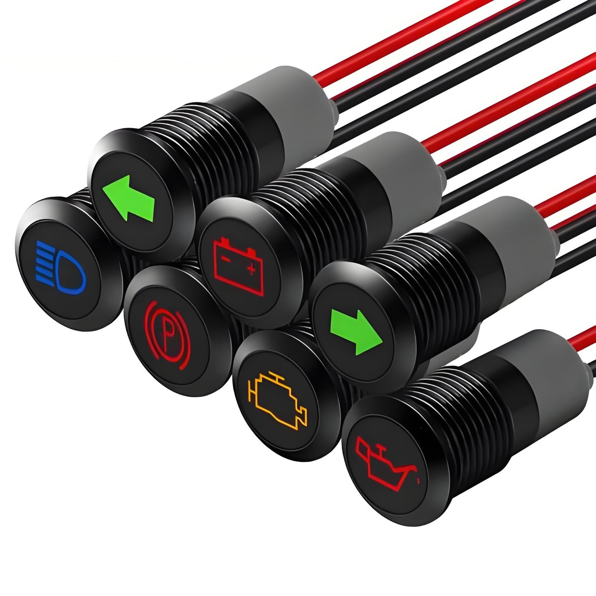 Red LED indicator light for fault or emergency status